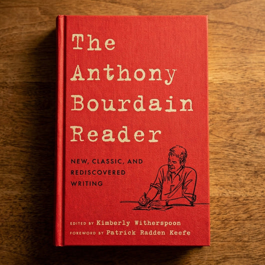 The Anthony Bourdain Reader - wood desk topdown